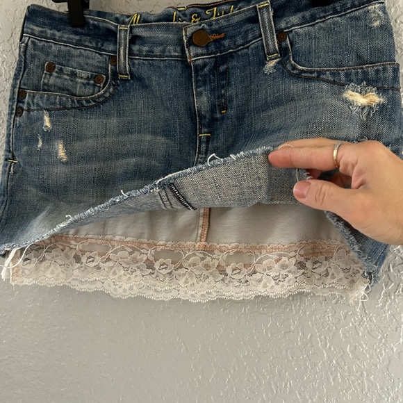 VTG Y2K Abercrombie & Fitch Lace Denim Mini Skirt Size 0 - Picture 4 of 5